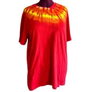 Unisex T-Shirt Size XXL Cotton Handmade Tie Dye Red Orange Hippie Brand New NWT
